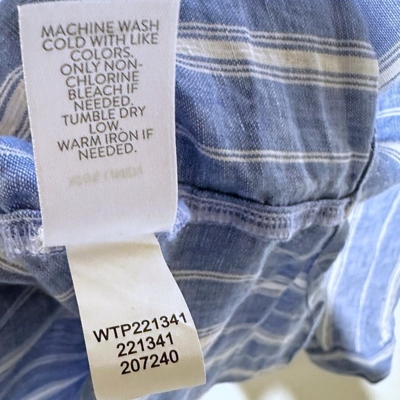 J. Jill Love Linen Button Down Shirt Long Sleeves Stiped Blue /White Size XS - Picture 11 of 11